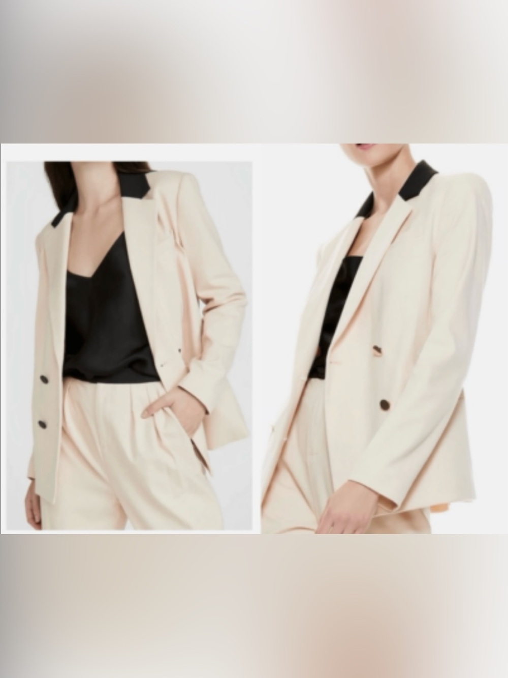 Alice and Olivia Blazer bergen Sepia ecrue cream Size large career wear office